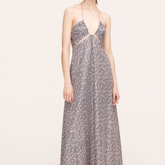 Rebecca Taylor Violet Fleur Silk Halter Dress